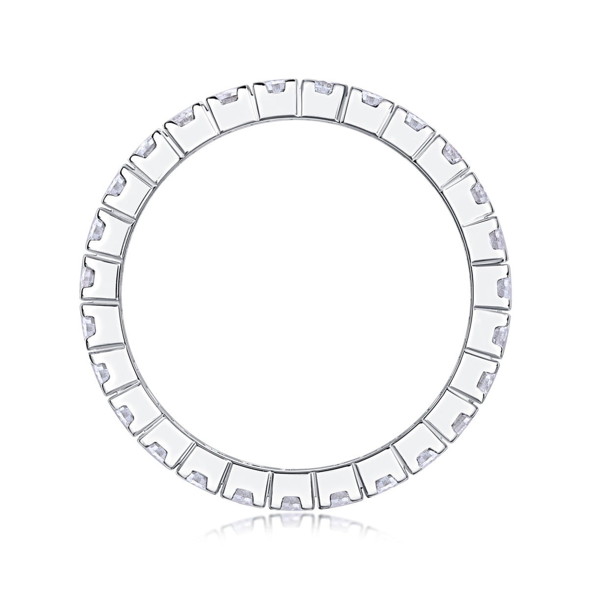 Crystal Moissanite Eternity Band Ring in Sterling Silver
