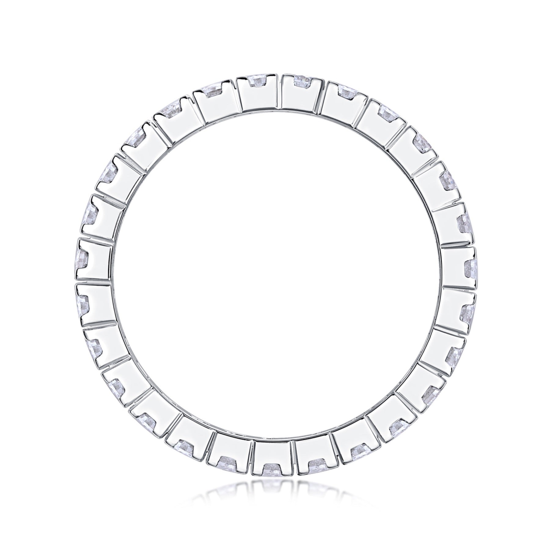 Crystal Moissanite Eternity Band Ring in Sterling Silver
