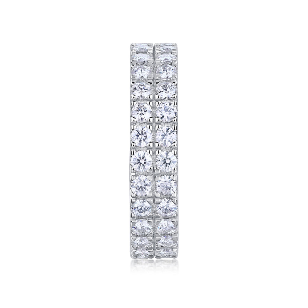 Crystal Moissanite Eternity Band Ring in Sterling Silver