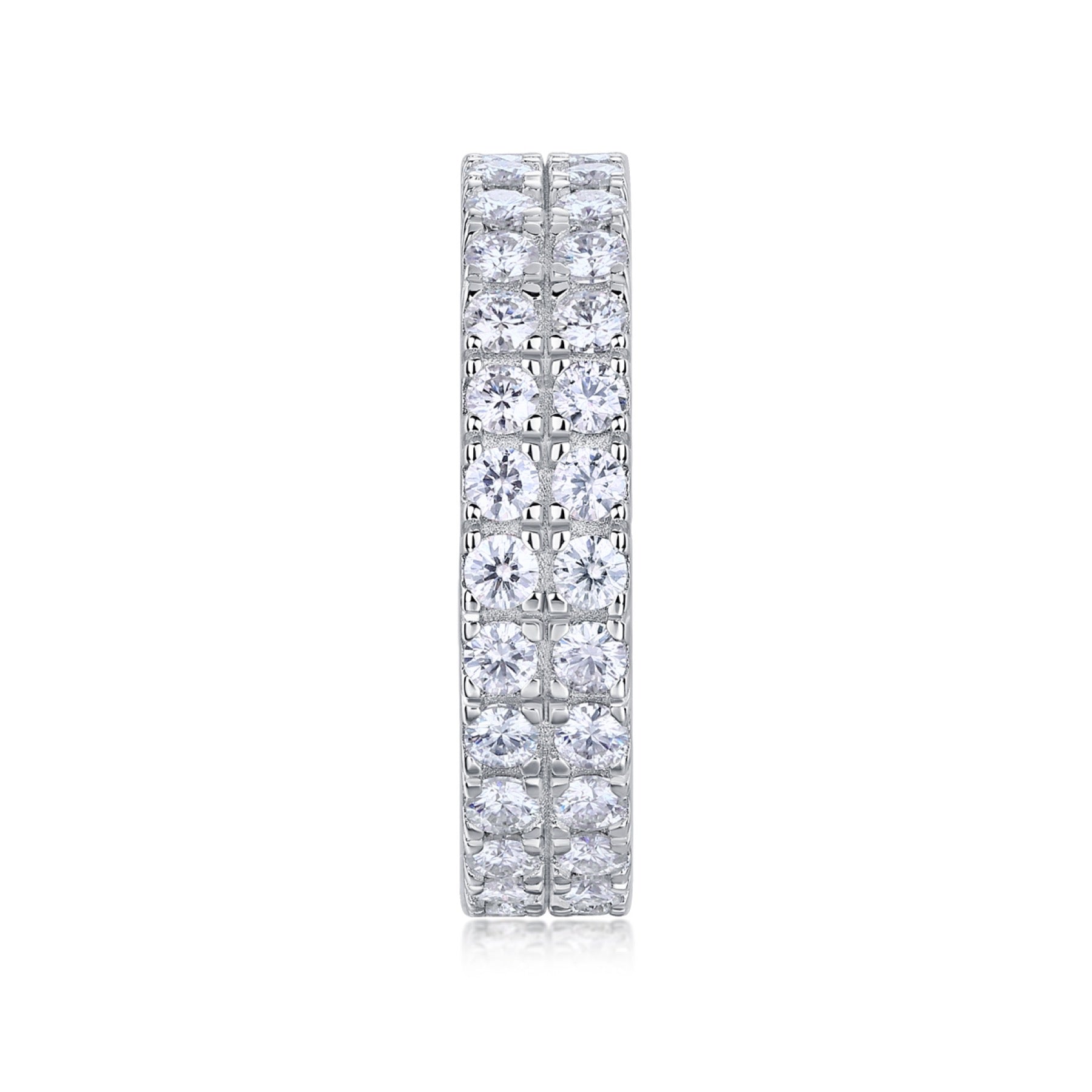 Crystal Moissanite Eternity Band Ring in Sterling Silver