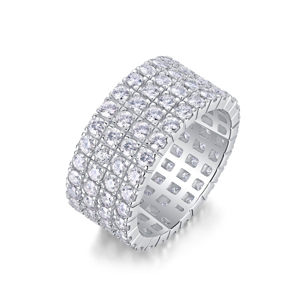 Shimmerwave Moissanite Eternity Band Ring in Sterling Silver