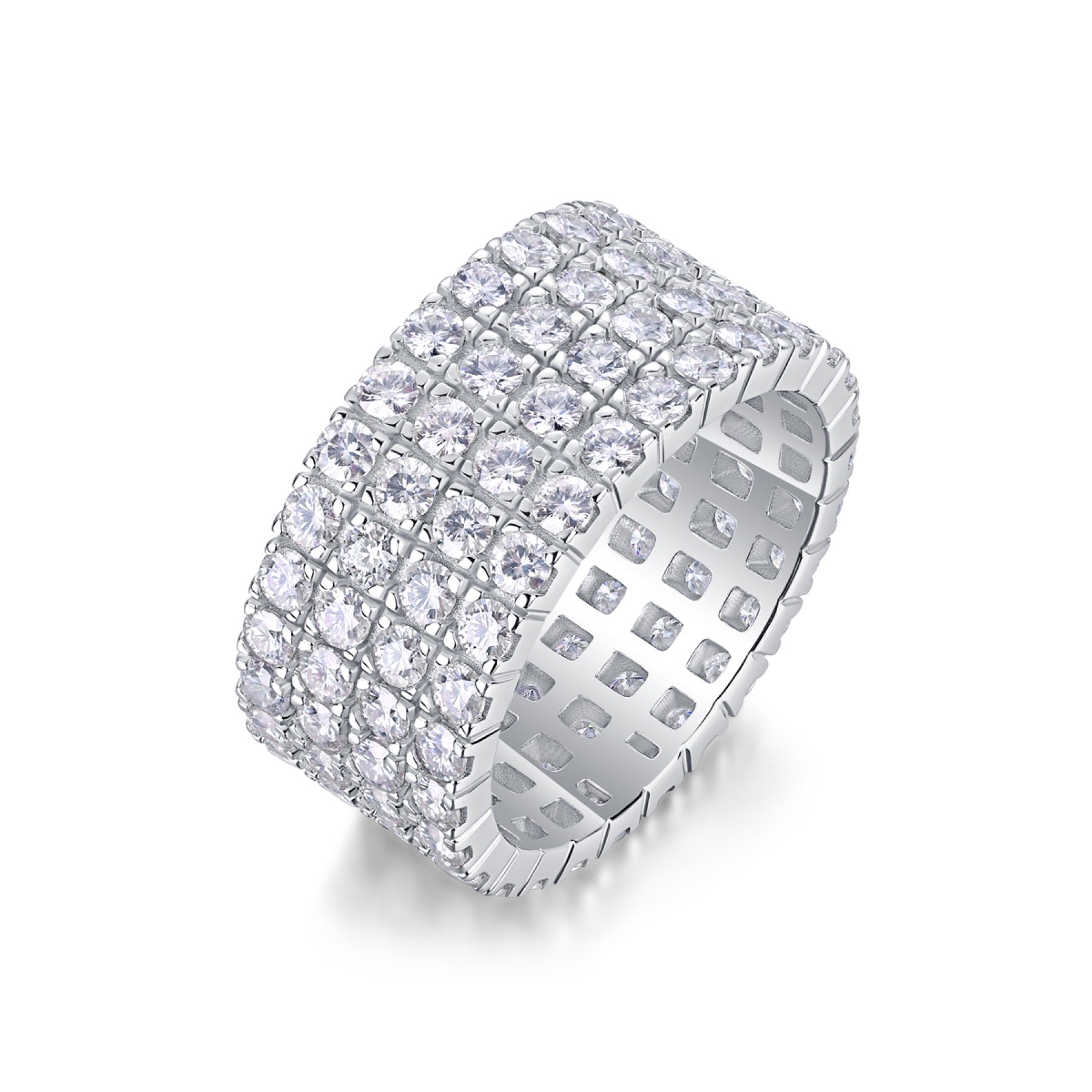 Shimmerwave Moissanite Eternity Band Ring in Sterling Silver