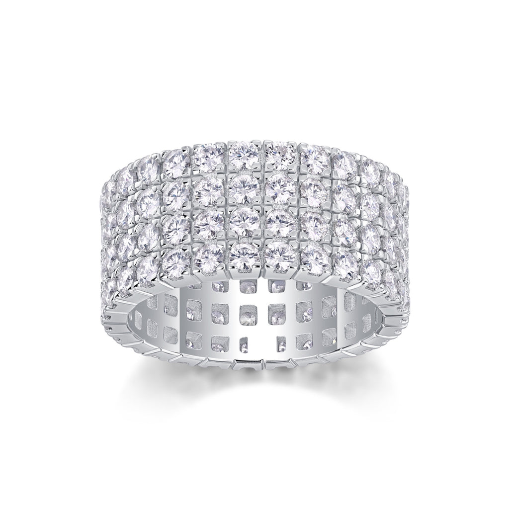 Shimmerwave Moissanite Eternity Band Ring in Sterling Silver