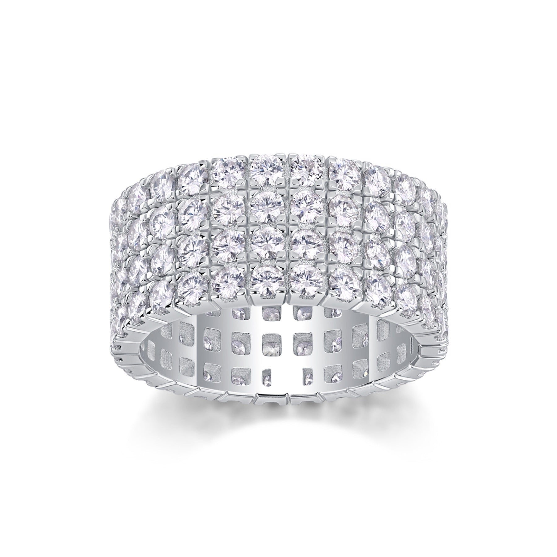 Shimmerwave Moissanite Eternity Band Ring in Sterling Silver