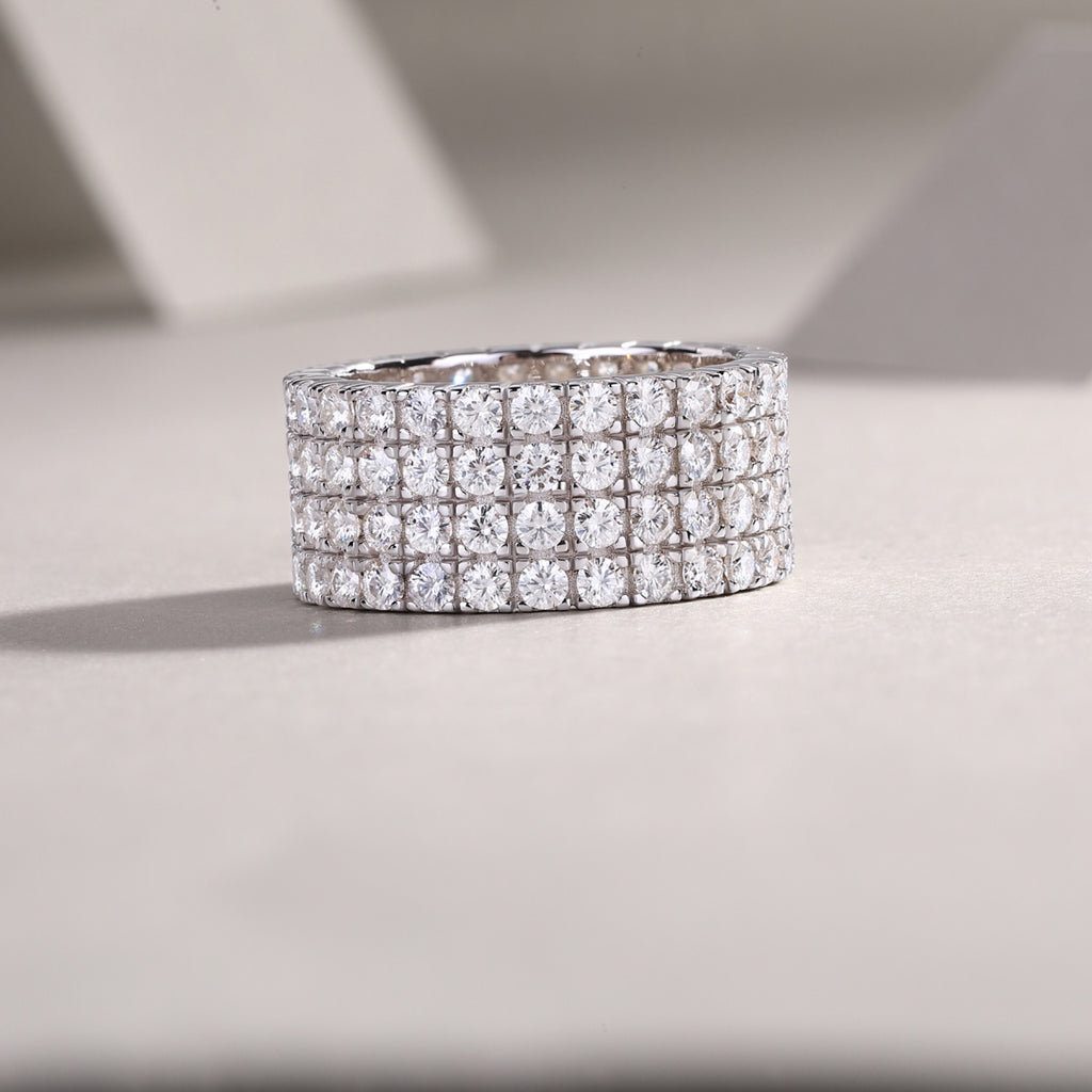 Shimmerwave Moissanite Eternity Band Ring in Sterling Silver