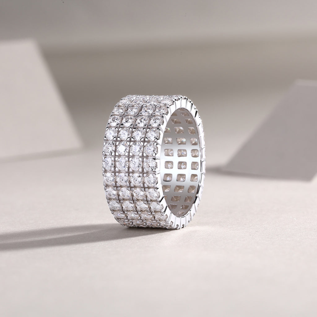 Shimmerwave Moissanite Eternity Band Ring in Sterling Silver