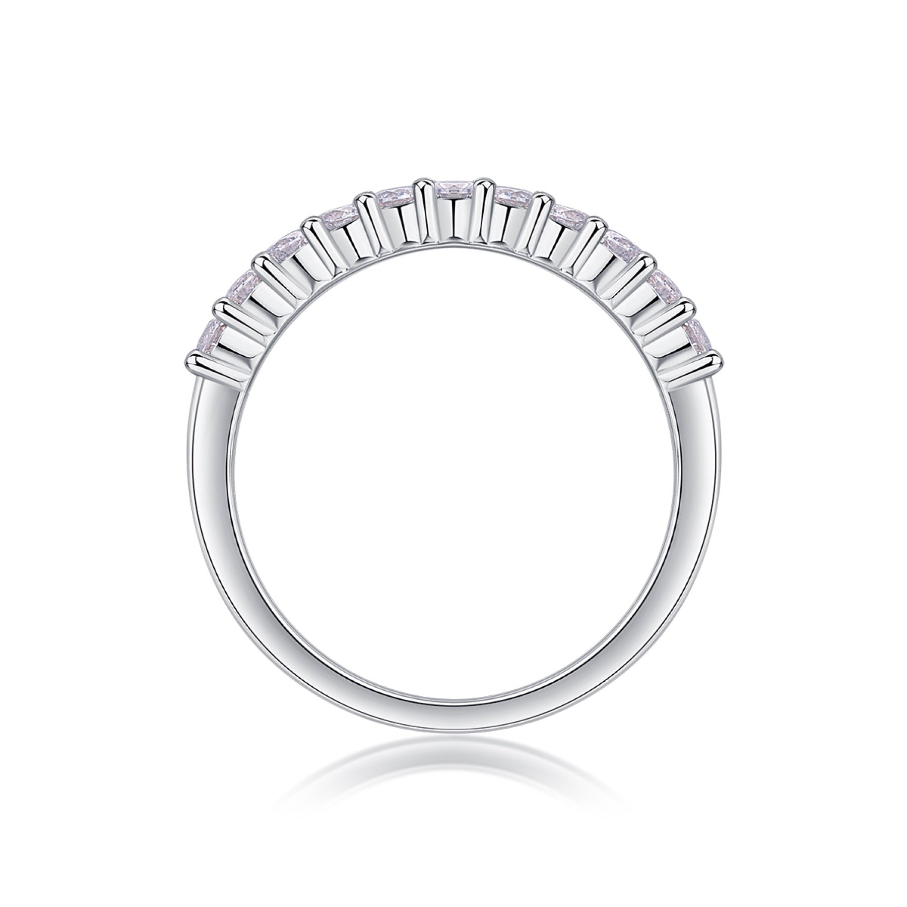 Trajectory Moissanite Band Ring in Sterling Silver