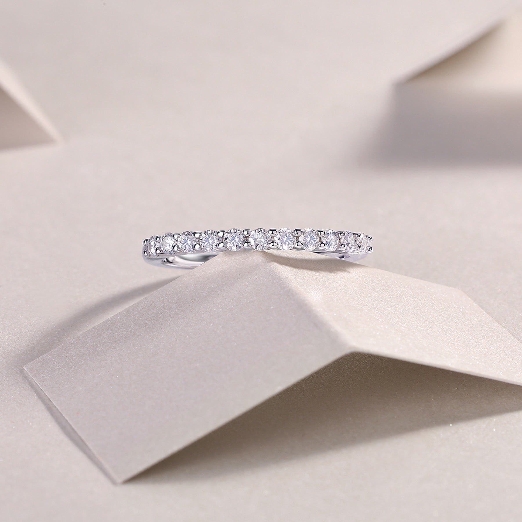 Trajectory Moissanite Band Ring in Sterling Silver
