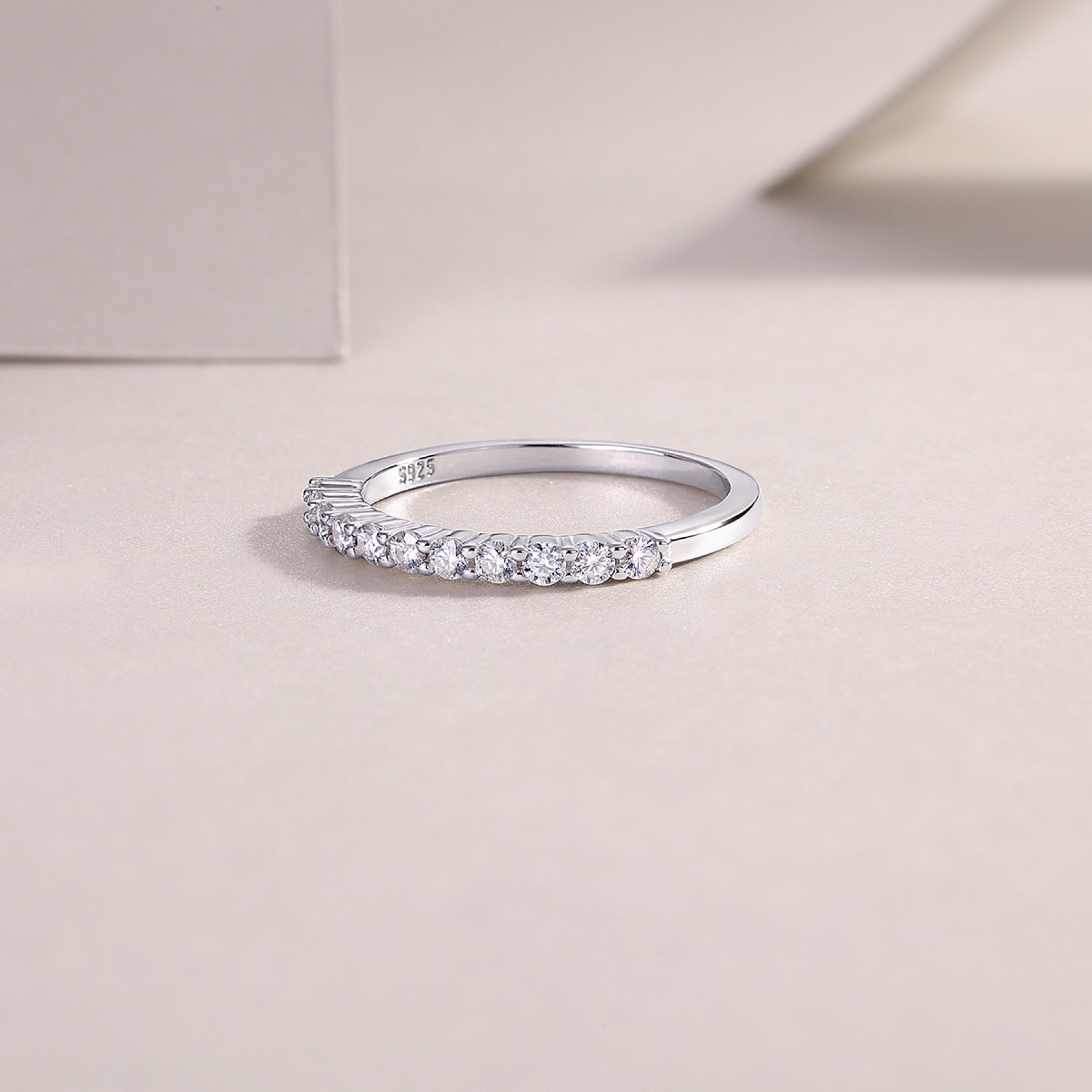 Trajectory Moissanite Band Ring in Sterling Silver