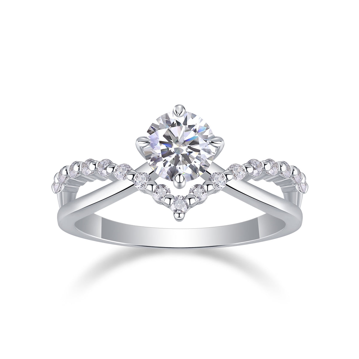 Crownlove 1 Carat Moissanite Band Ring in Sterling Silver