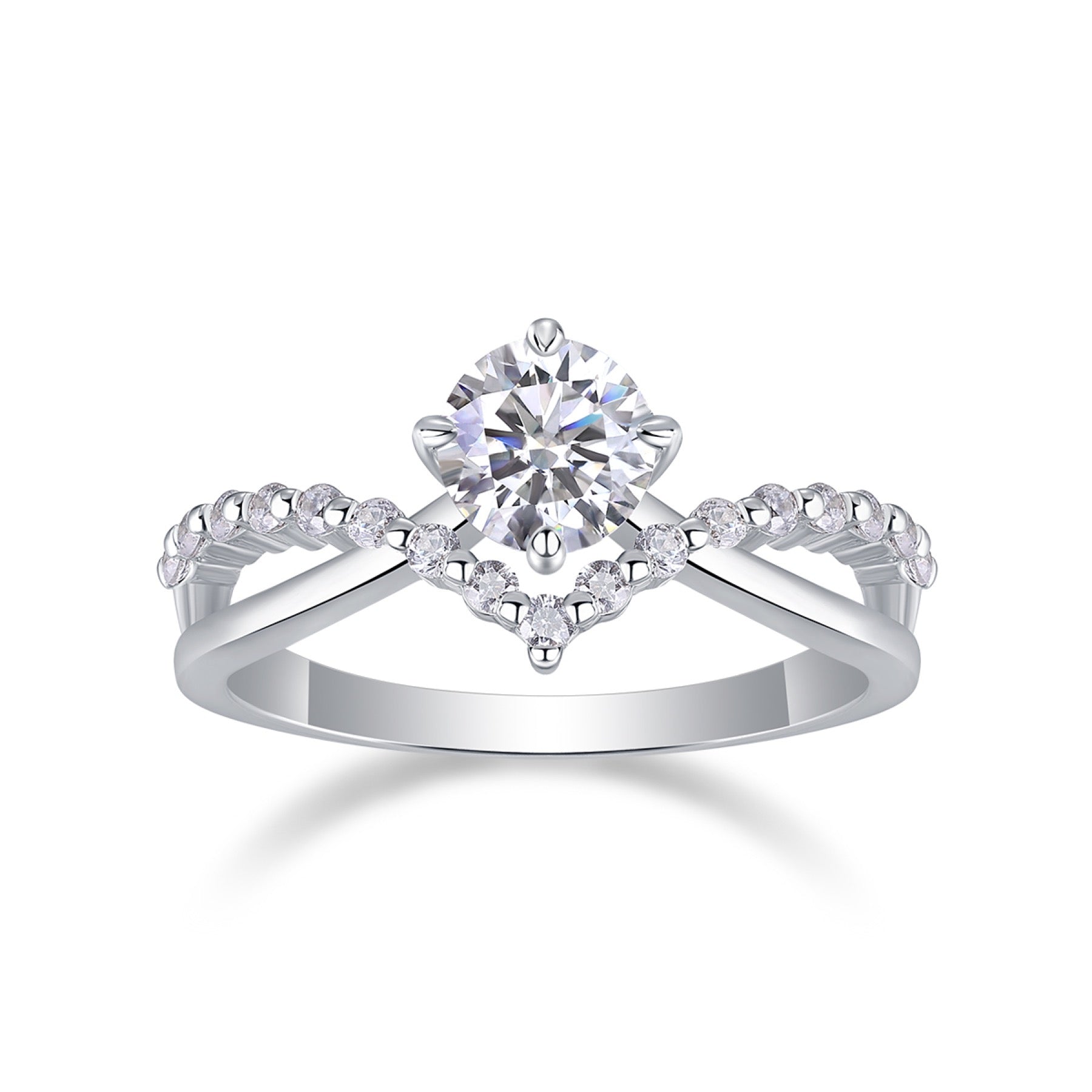 Crownlove Moissanite Band Ring in Sterling Silver