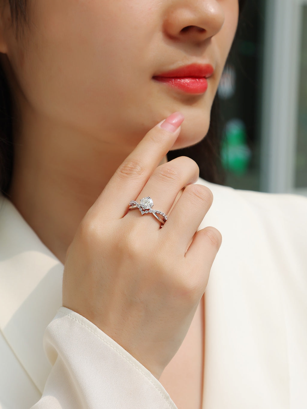 Crownlove Moissanite Band Ring in Sterling Silver