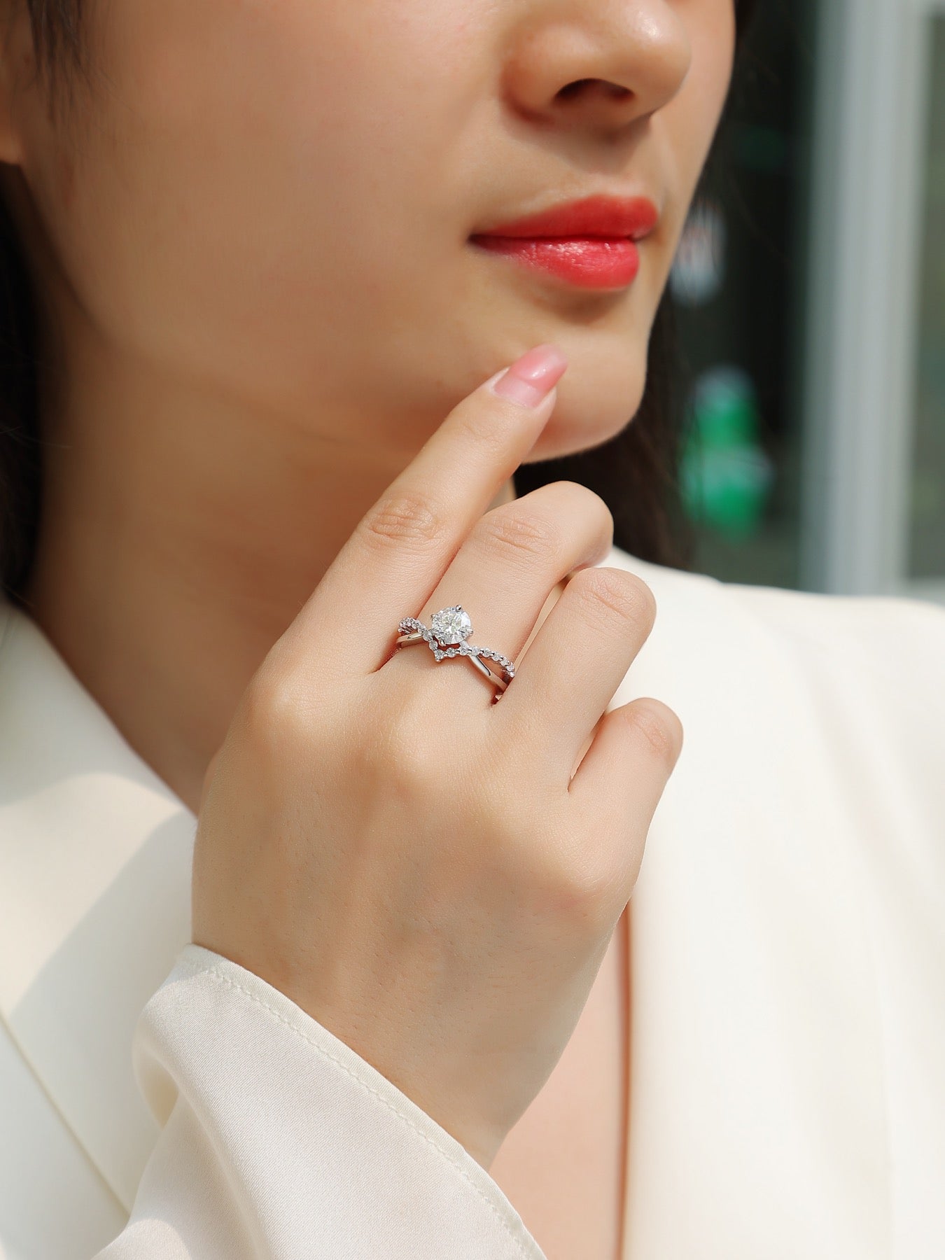 Crownlove Moissanite Band Ring in Sterling Silver