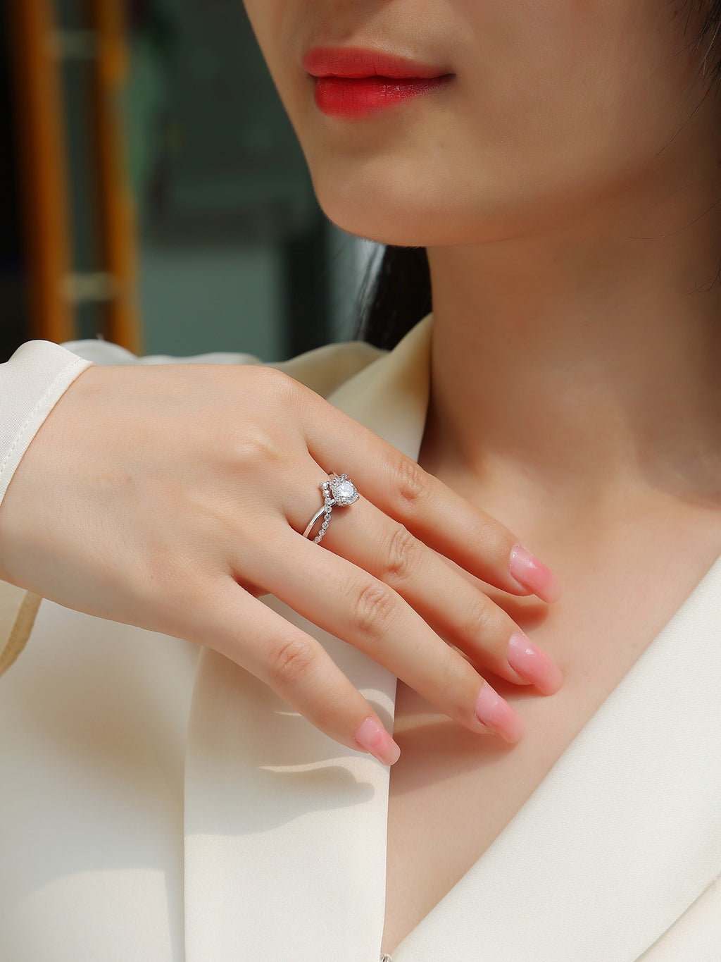 Crownlove Moissanite Band Ring in Sterling Silver
