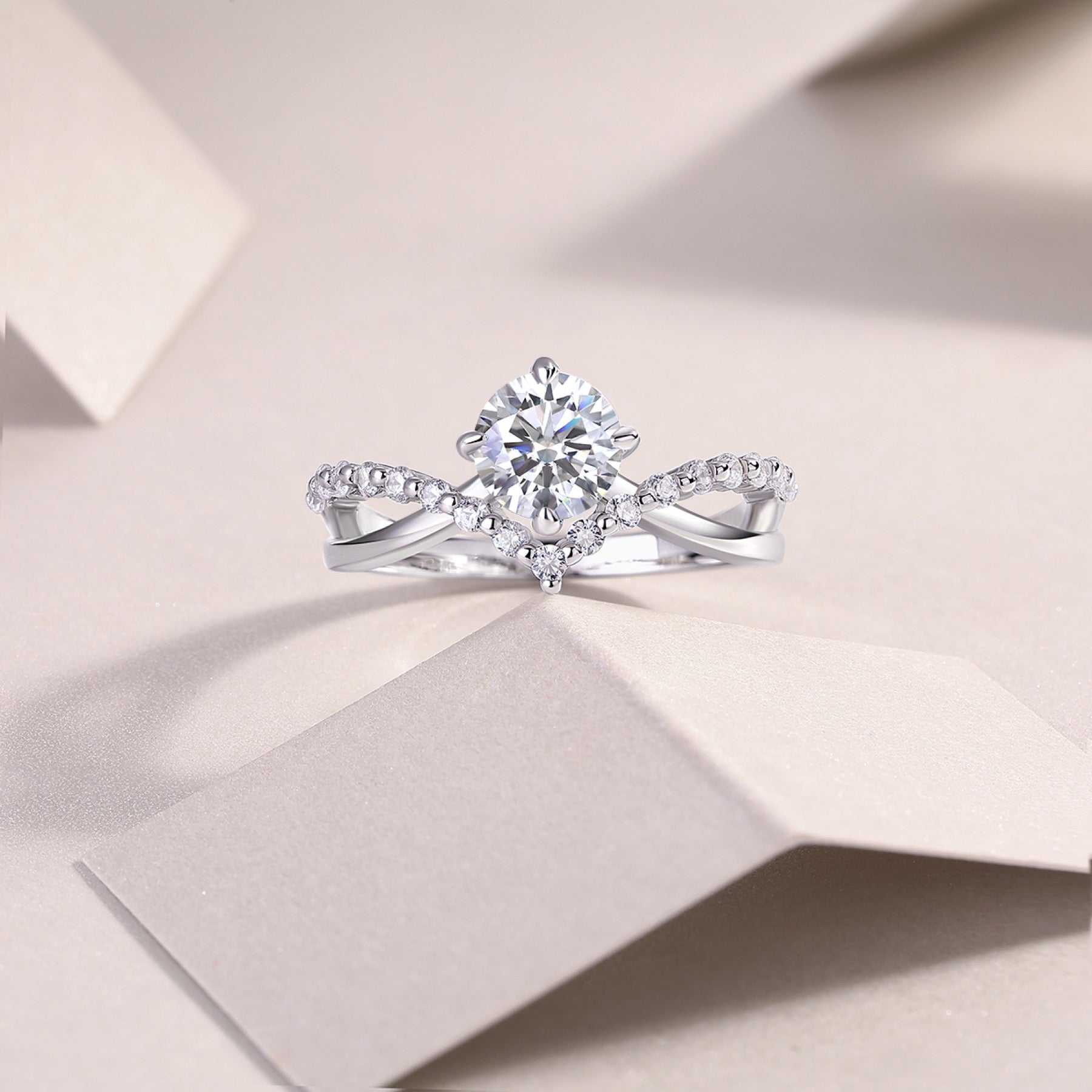 Crownlove Moissanite Band Ring in Sterling Silver