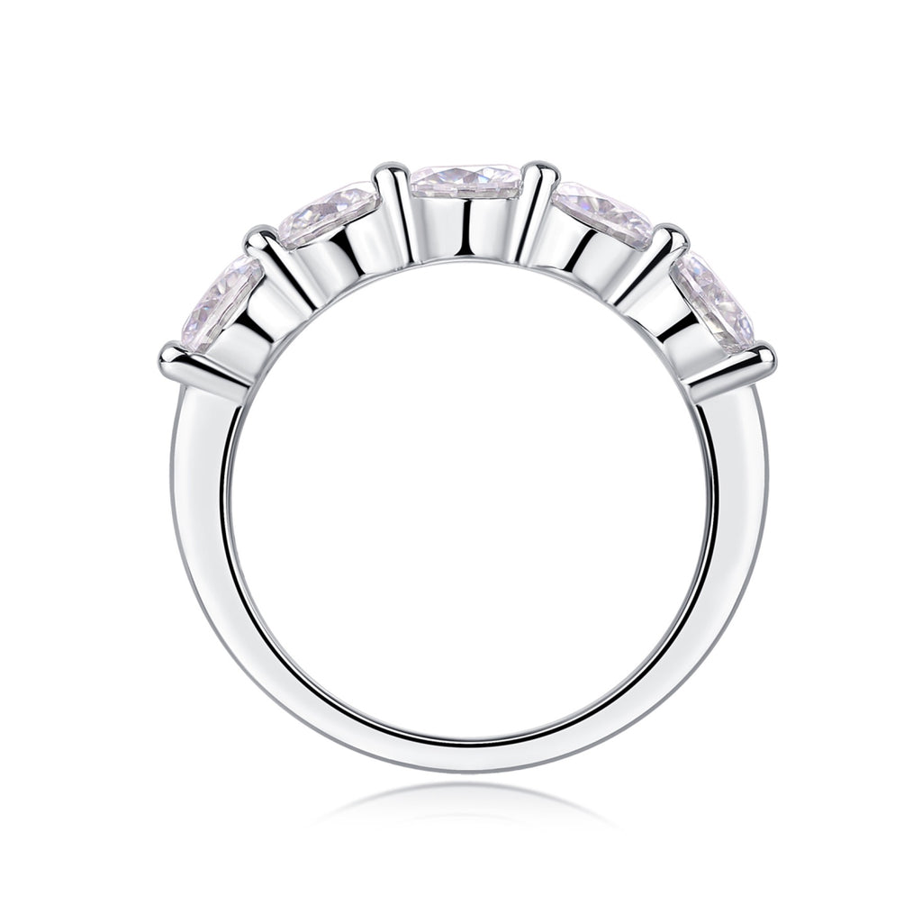 Tercet Moissanite Five-Stone Ring in Sterling Silver