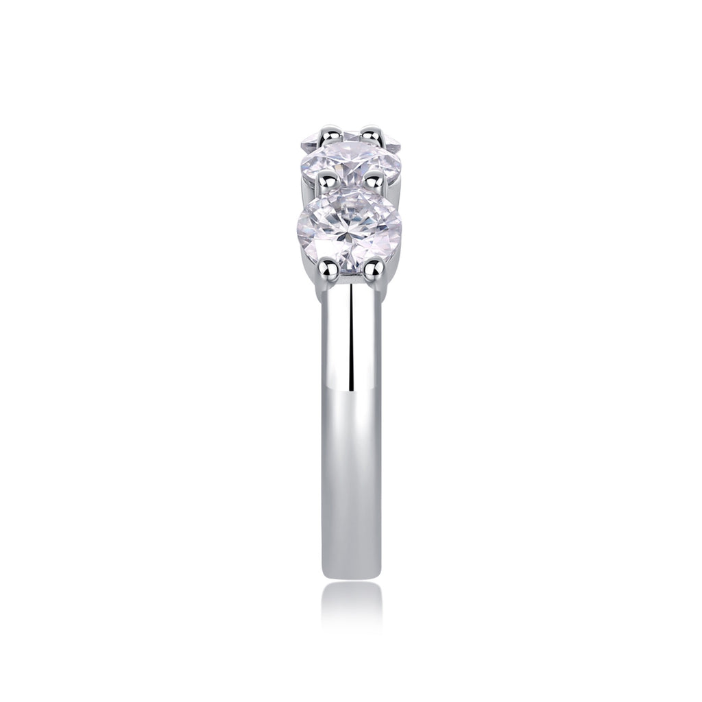 Tercet Moissanite Five-Stone Ring in Sterling Silver