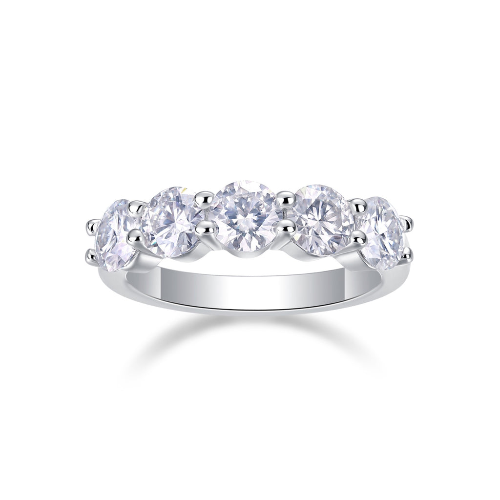 Tercet Moissanite Five-Stone Ring in Sterling Silver