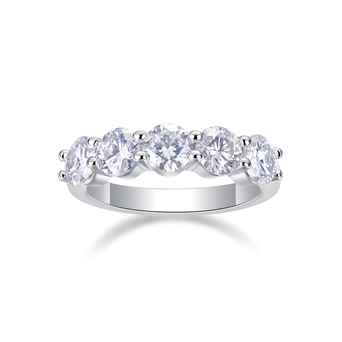 Tercet Moissanite Five-Stone Ring in Sterling Silver