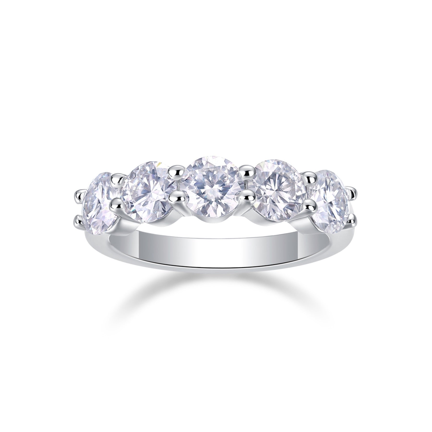 Tercet Moissanite Five-Stone Ring in Sterling Silver