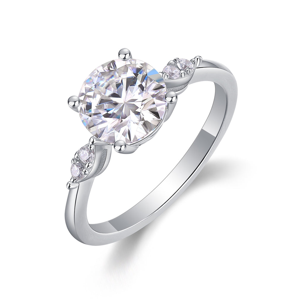Leap 2 Carat Moissanite Solitaire Ring in Sterling Silver