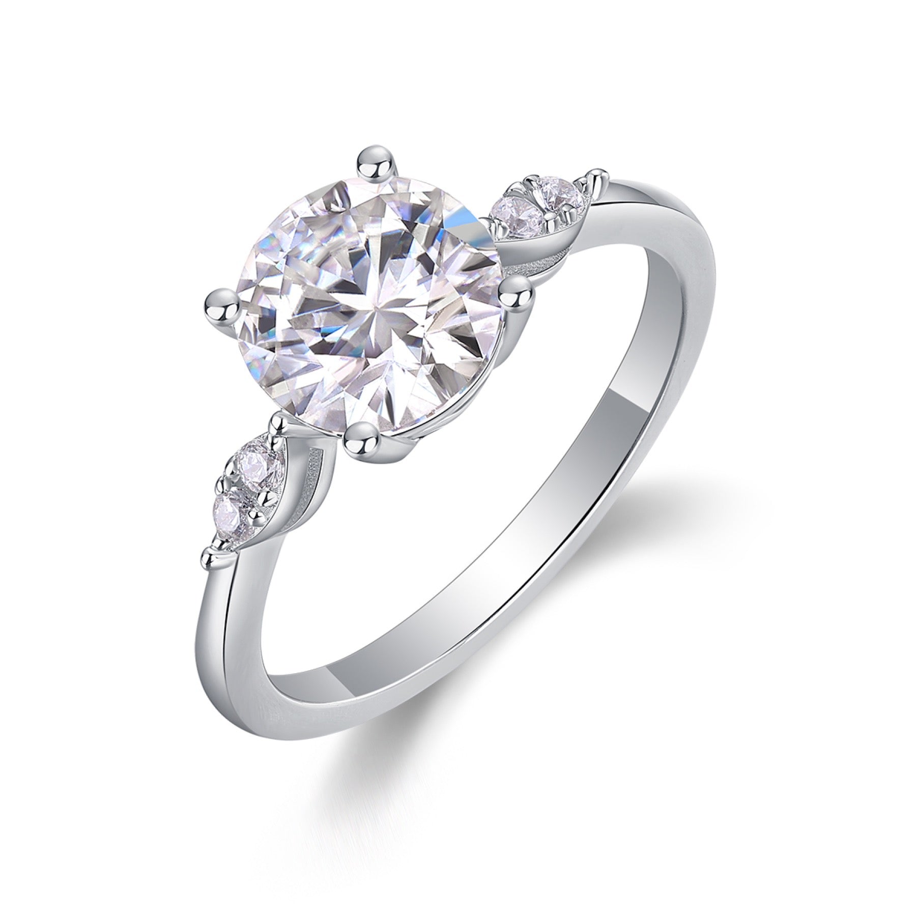 Leap 2 Carat Moissanite Solitaire Ring in Sterling Silver