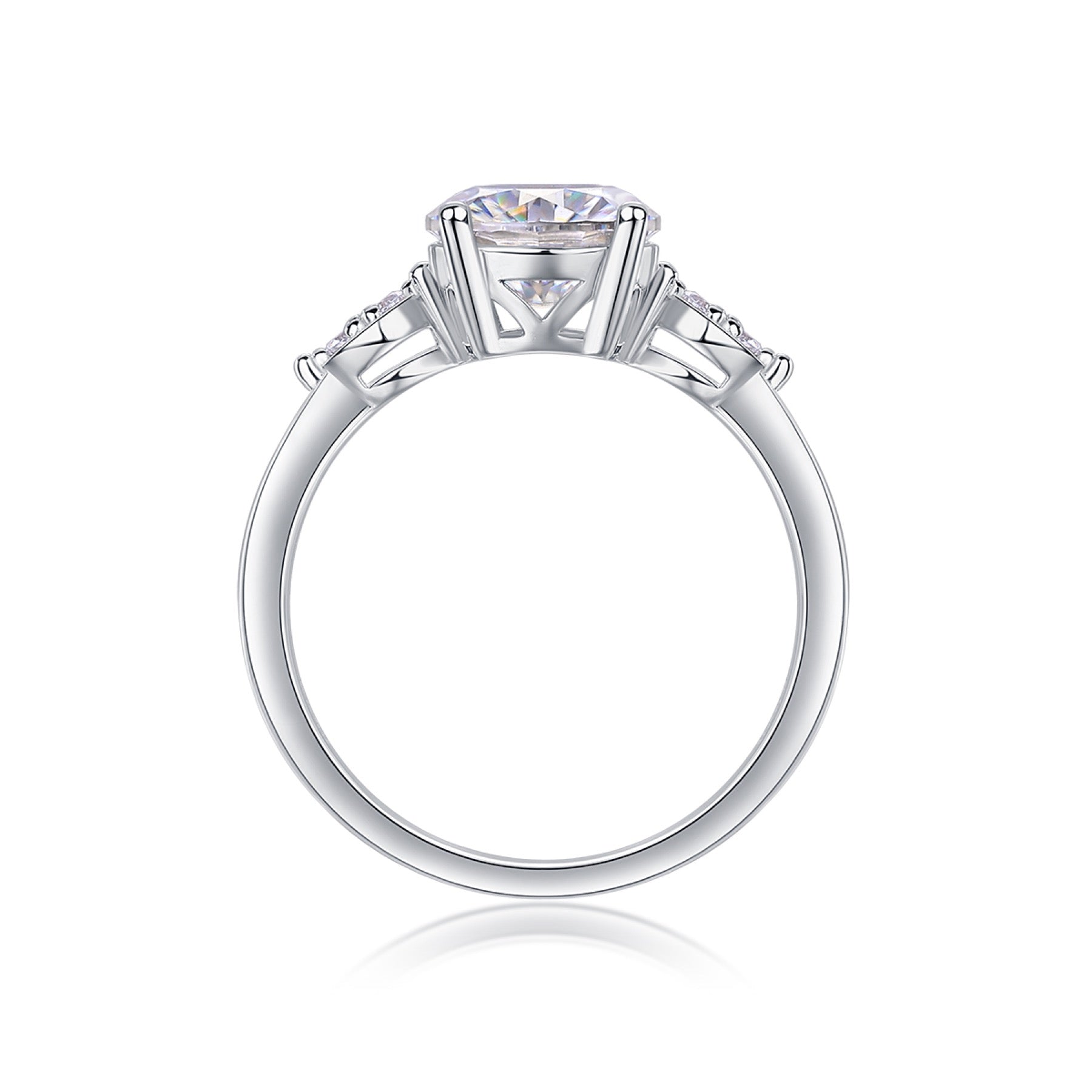 Leap 2 Carat Moissanite Solitaire Ring in Sterling Silver