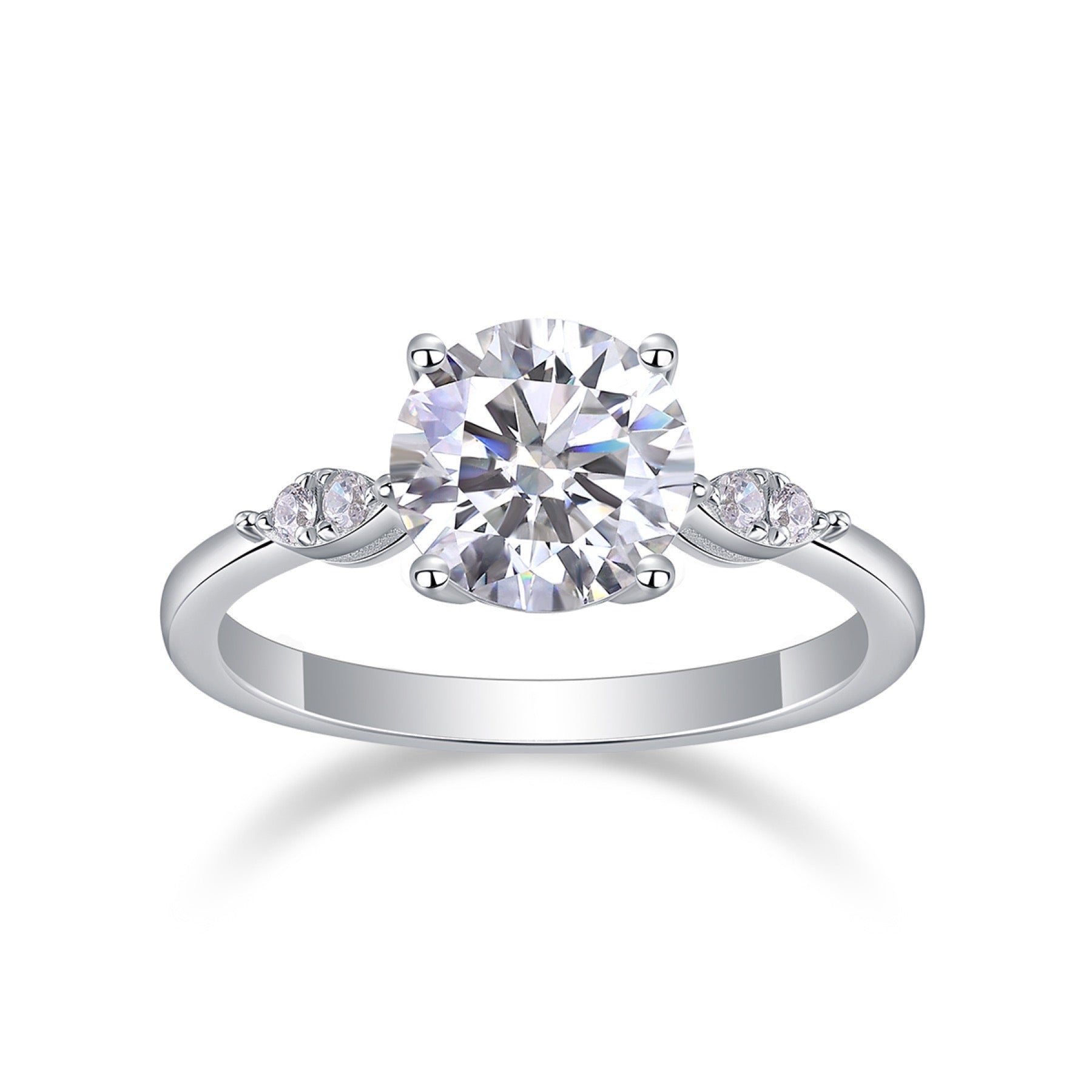 Leap 2 Carat Moissanite Solitaire Ring in Sterling Silver