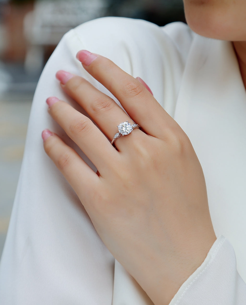 Leap 2 Carat Moissanite Solitaire Ring in Sterling Silver
