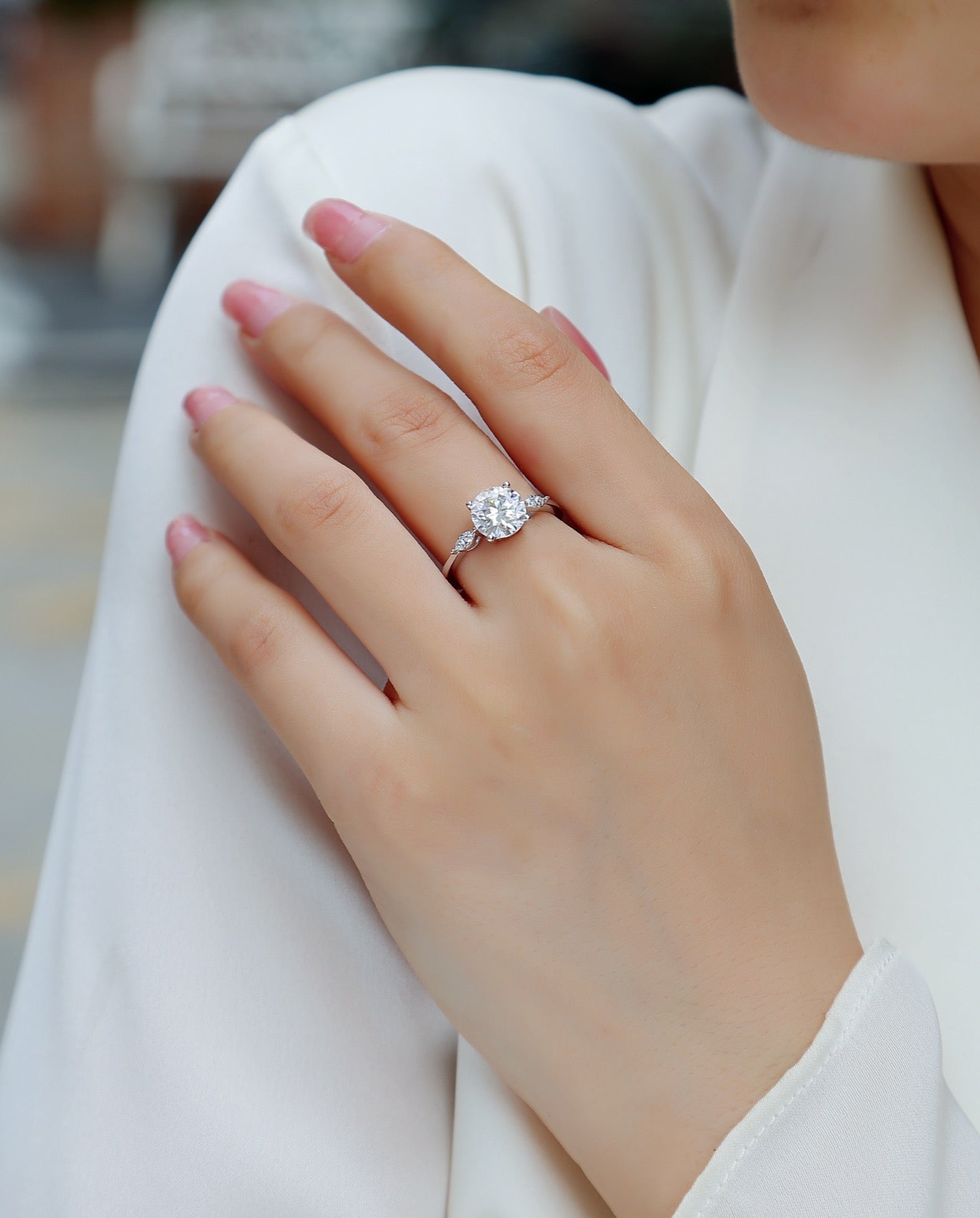 Leap 2 Carat Moissanite Solitaire Ring in Sterling Silver