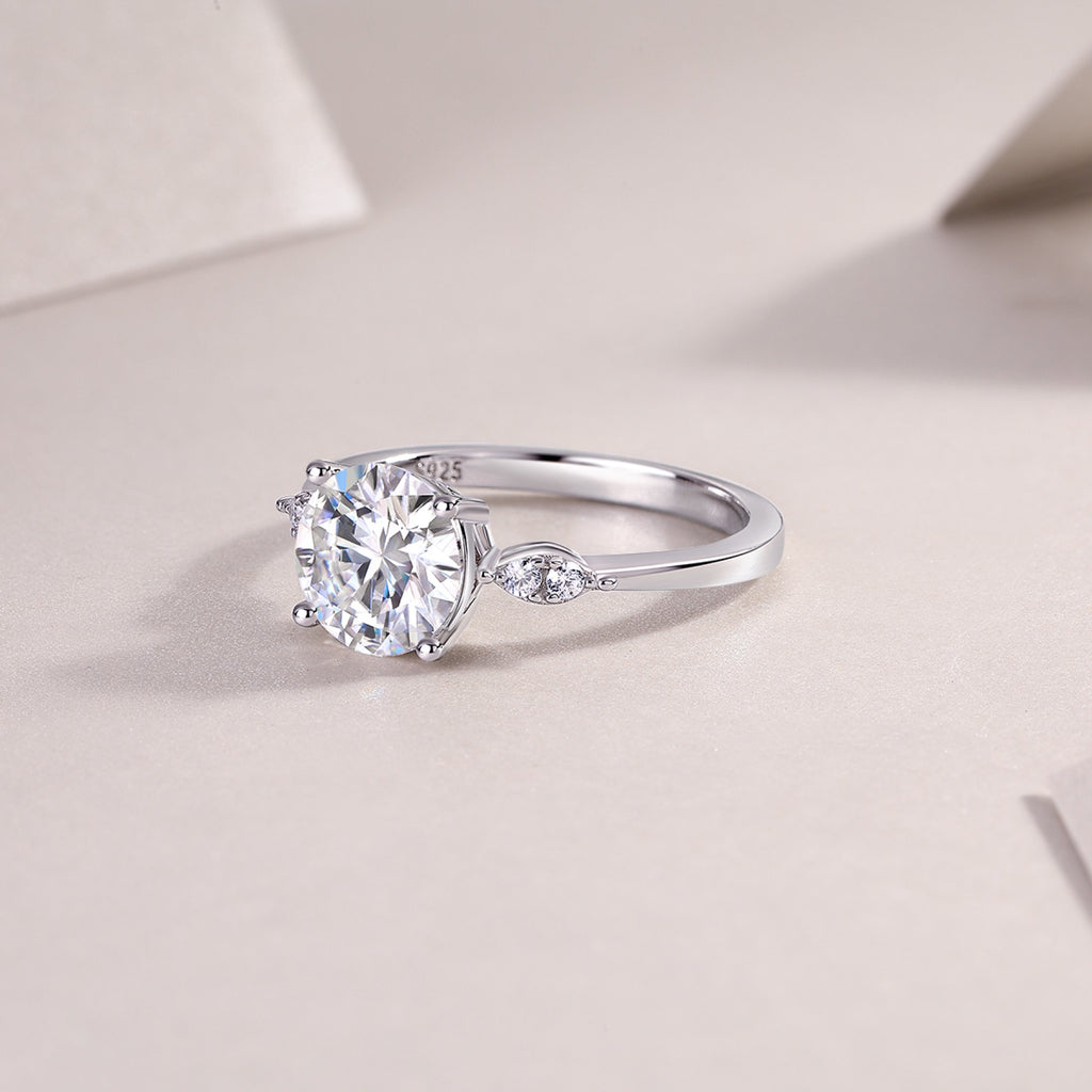 Leap 2 Carat Moissanite Solitaire Ring in Sterling Silver