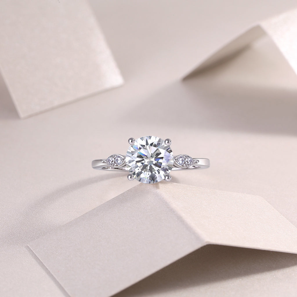 Leap 2 Carat Moissanite Solitaire Ring in Sterling Silver