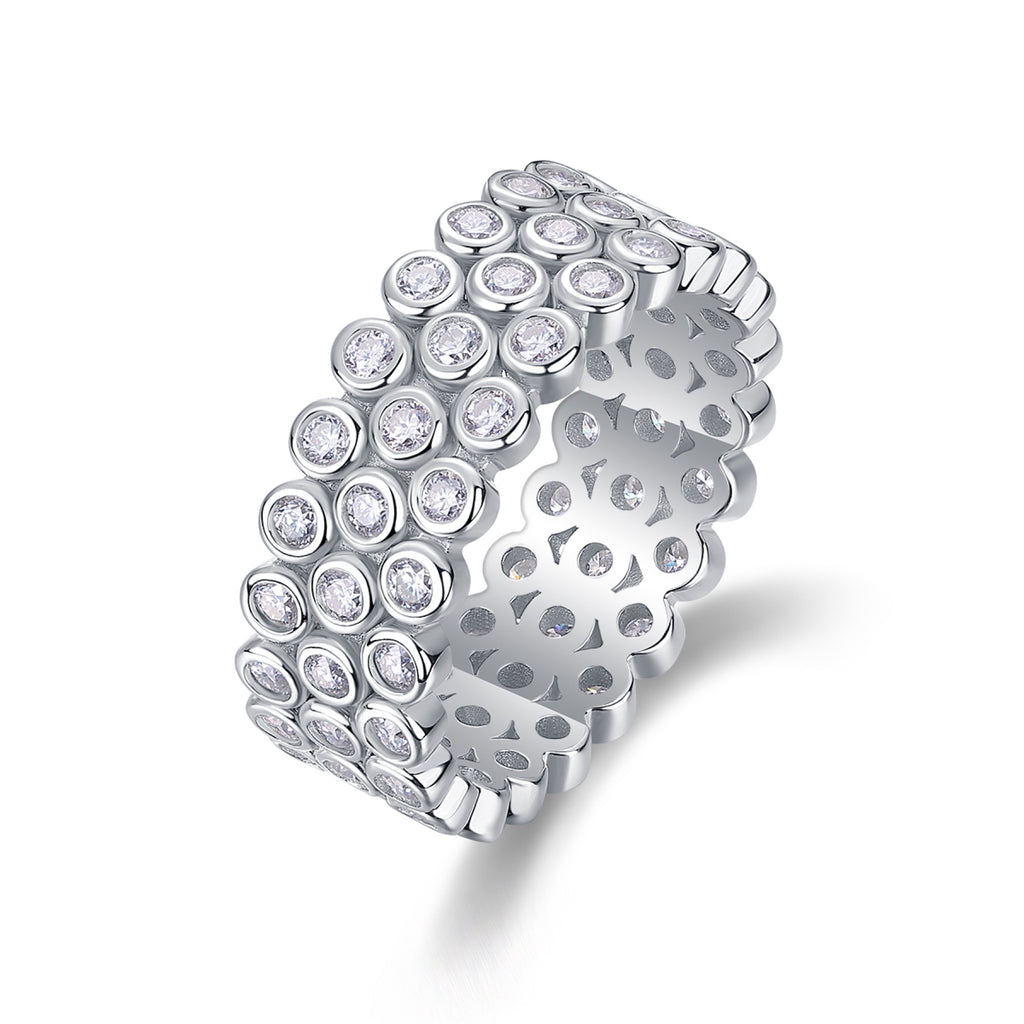 Bubbles Moissanite Eternity Band Ring in Sterling Silver