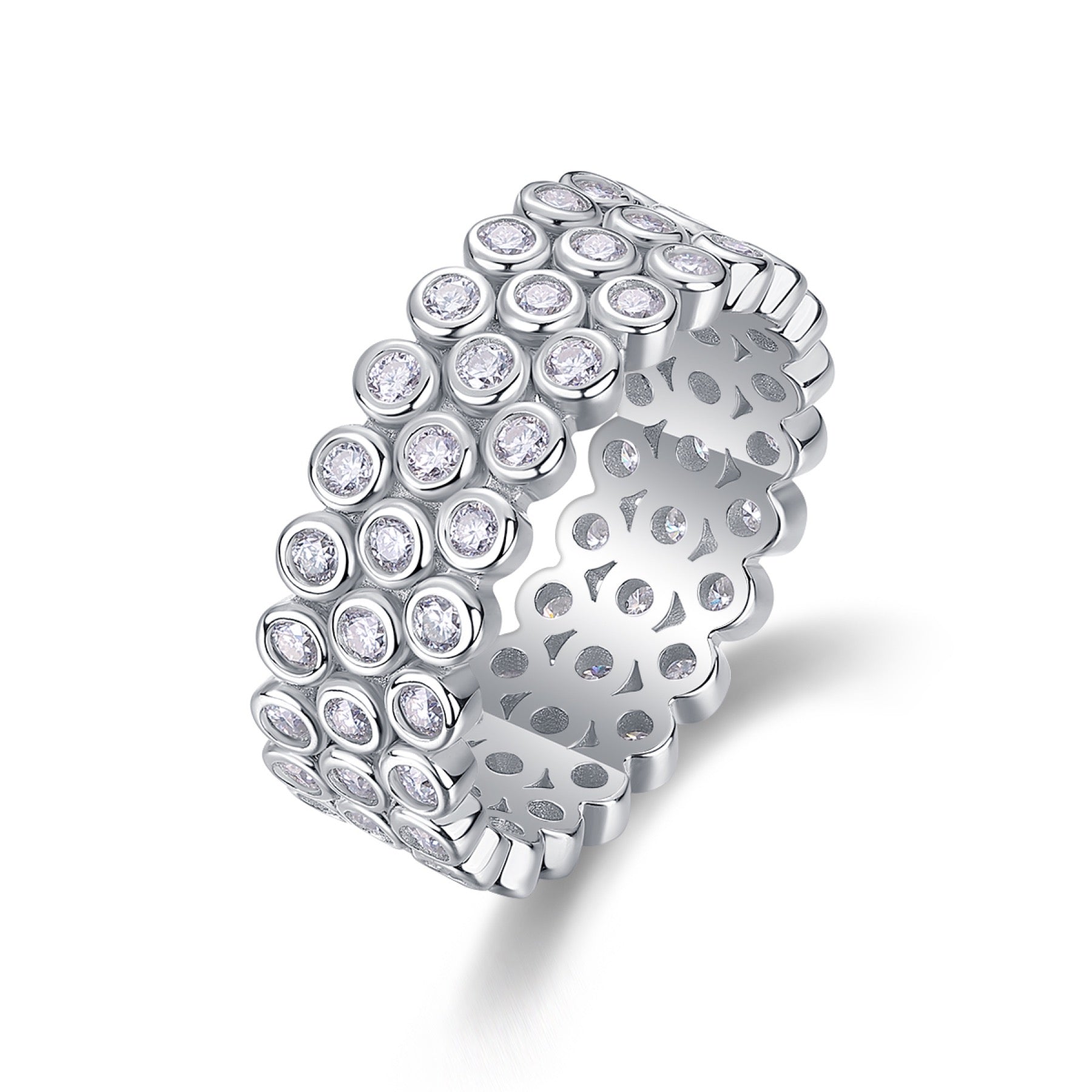 Bubbles Moissanite Eternity Band Ring in Sterling Silver
