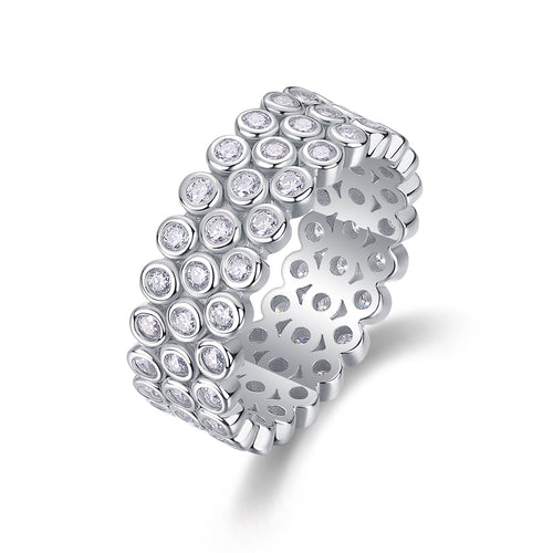 Bubbles Moissanite Eternity Band Ring in Sterling Silver