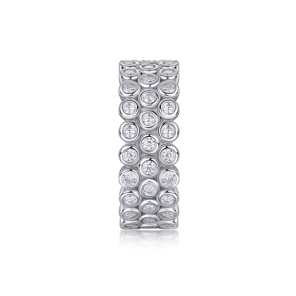Bubbles Moissanite Eternity Band Ring in Sterling Silver