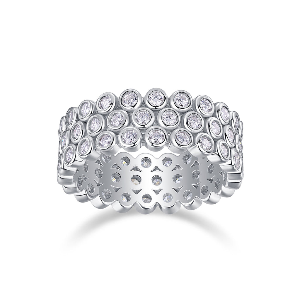Bubbles Moissanite Eternity Band Ring in Sterling Silver