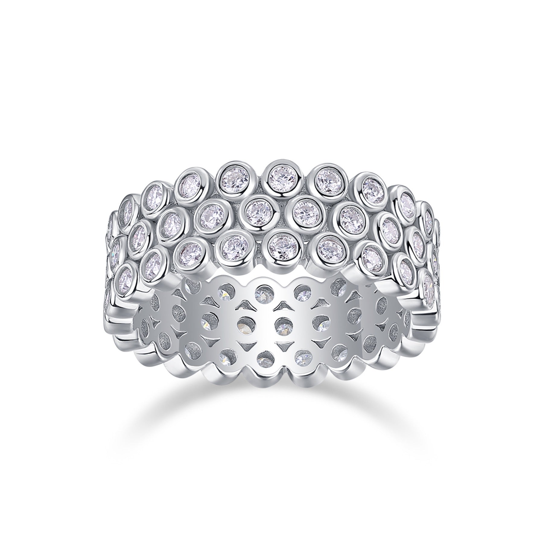 Bubbles Moissanite Eternity Band Ring in Sterling Silver