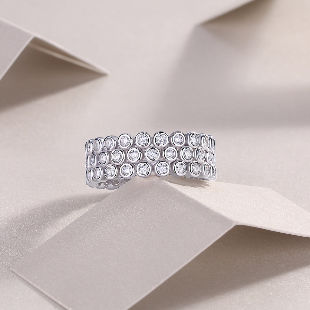 Bubbles Moissanite Eternity Band Ring in Sterling Silver