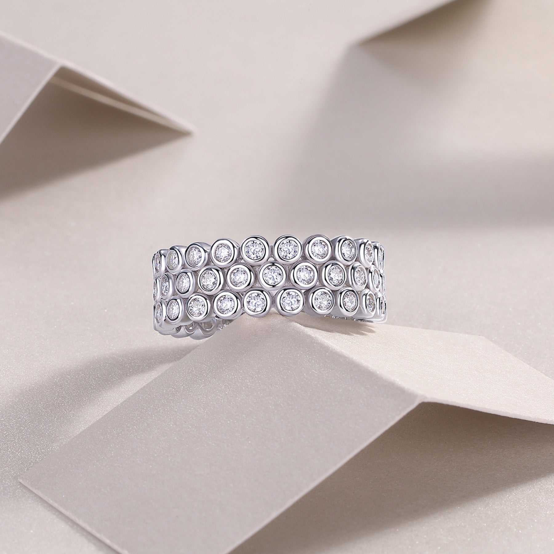 Bubbles Moissanite Eternity Band Ring in Sterling Silver