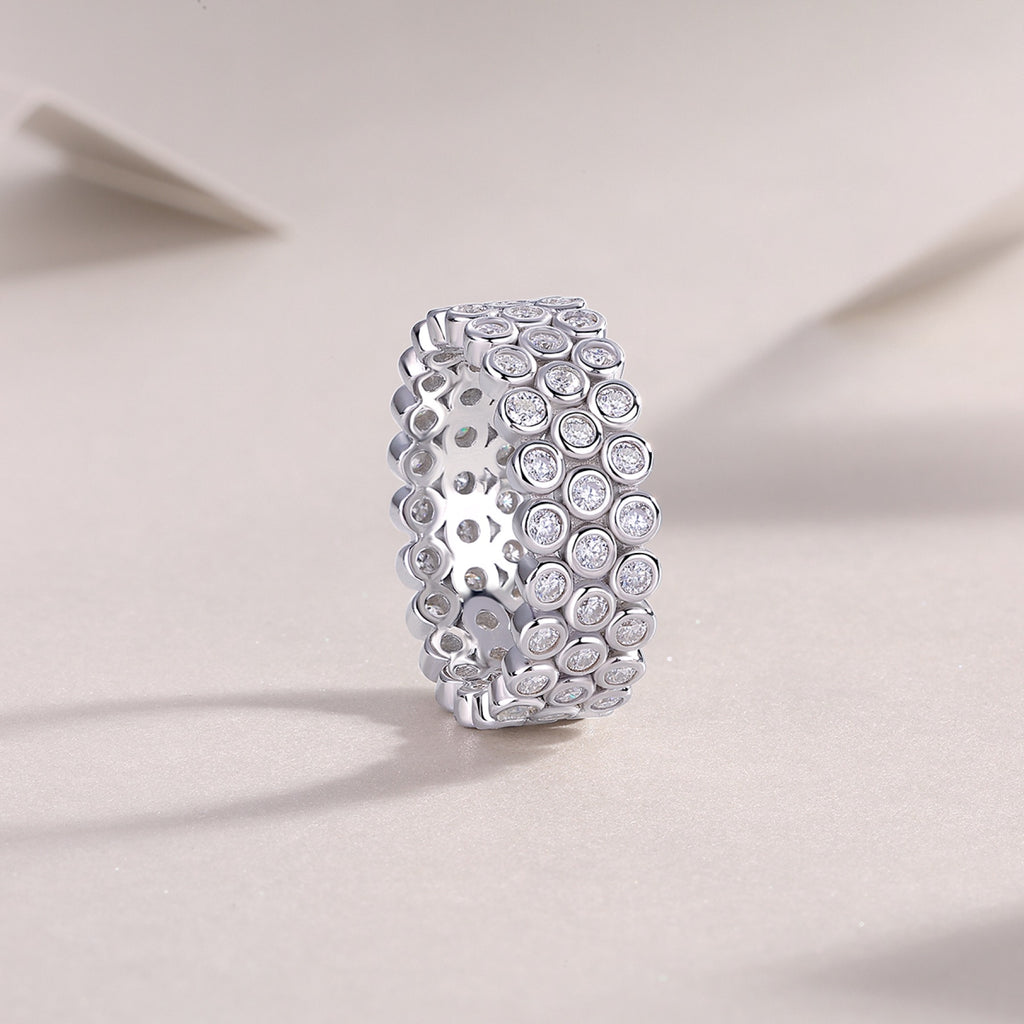 Bubbles Moissanite Eternity Band Ring in Sterling Silver