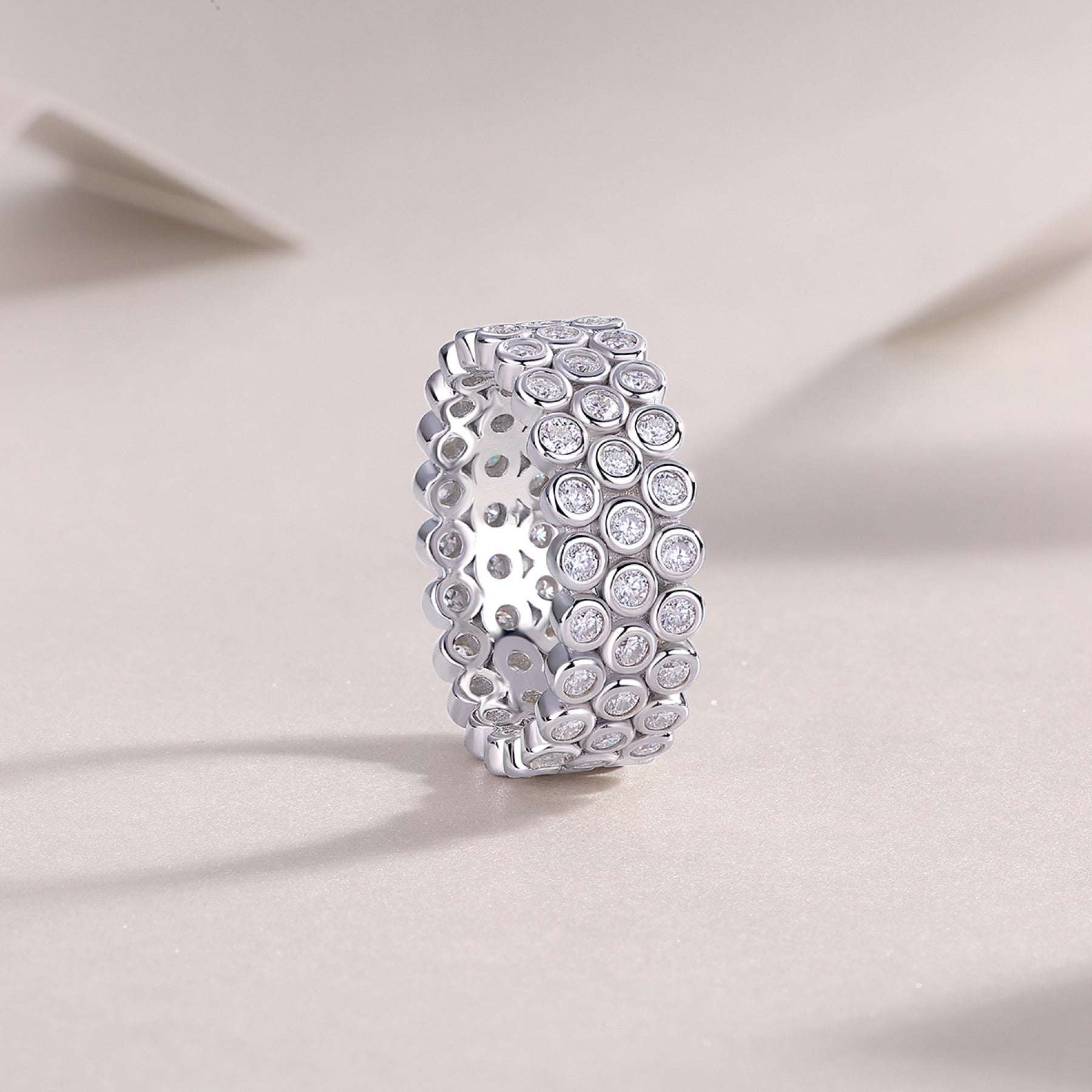 Bubbles Moissanite Eternity Band Ring in Sterling Silver