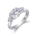 Trine 2 Carat Moissanite Three-Stone Ring in Sterling Silver