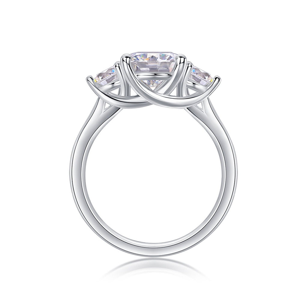 Trine 2 Carat Moissanite Three-Stone Ring in Sterling Silver