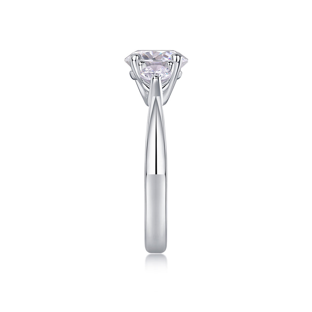 Trine 2 Carat Moissanite Three-Stone Ring in Sterling Silver