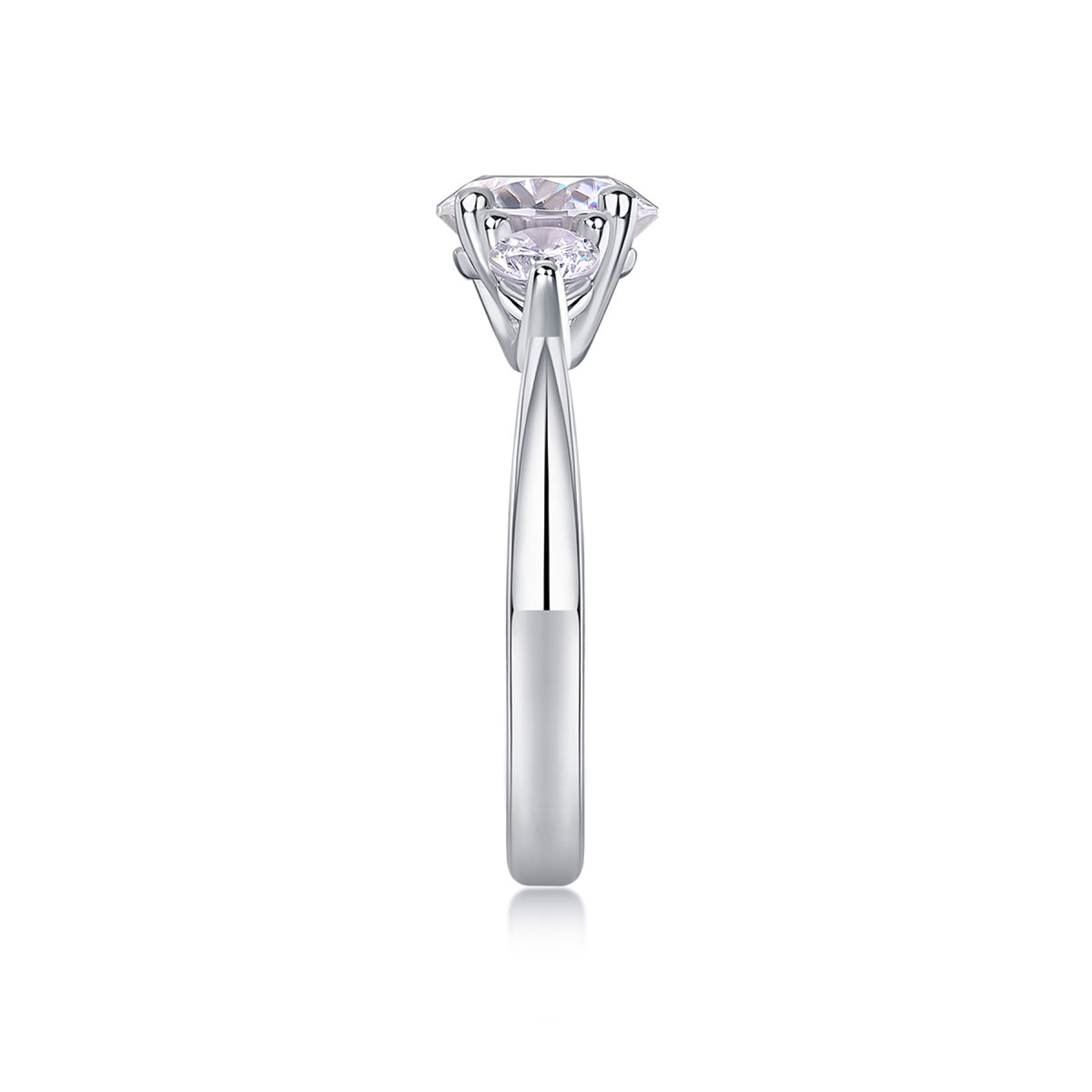 Trine 2 Carat Moissanite Three-Stone Ring in Sterling Silver