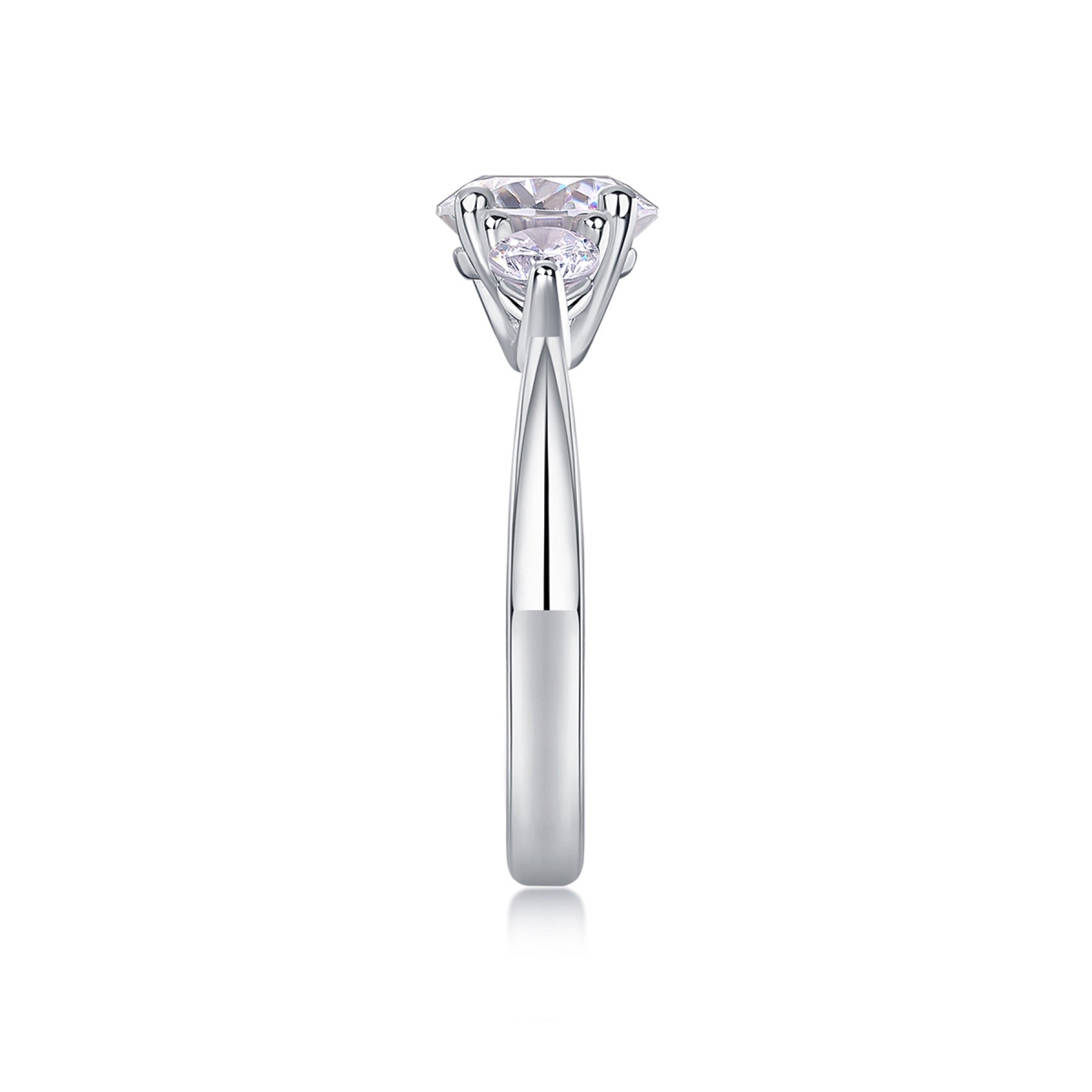 Trine 2 Carat Moissanite Three-Stone Ring in Sterling Silver