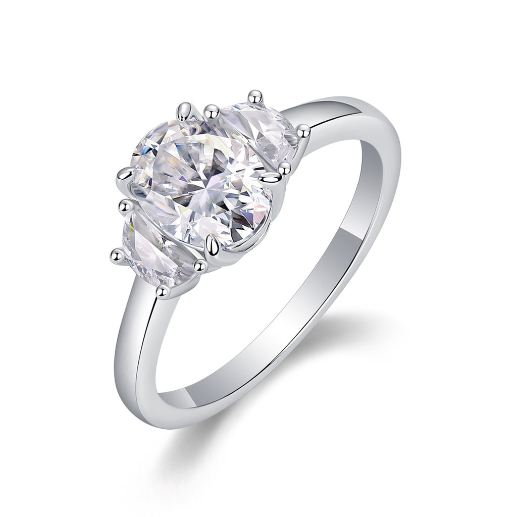 Silverglow Oval-Cut Moissanite Solitaire Ring in Sterling Silver
