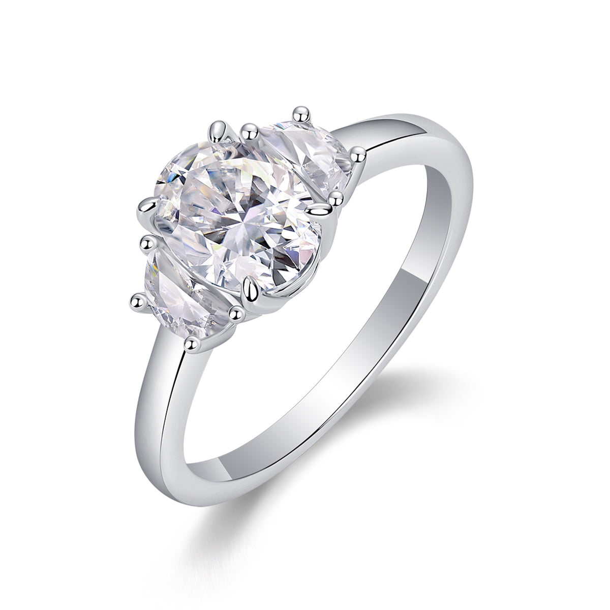 Silverglow 1.5 Carat Oval-Cut Moissanite Solitaire Ring in Sterling Silver