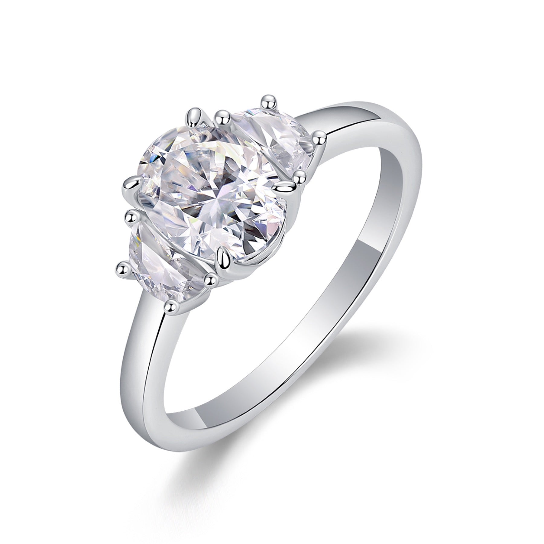 Silverglow Oval-Cut Moissanite Solitaire Ring in Sterling Silver